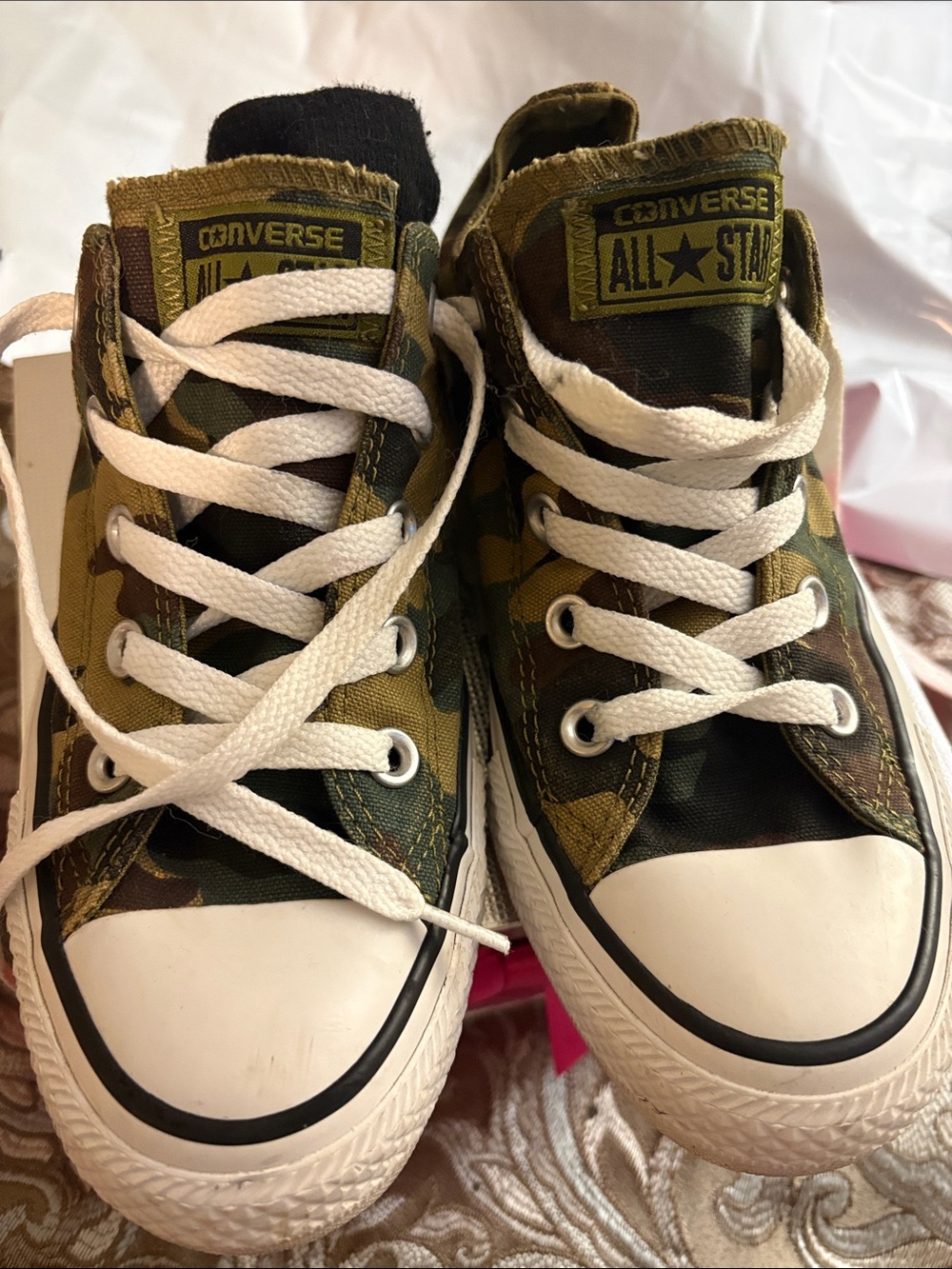 Converse Camouflage High-Top Sneakers - Green, Brown, White